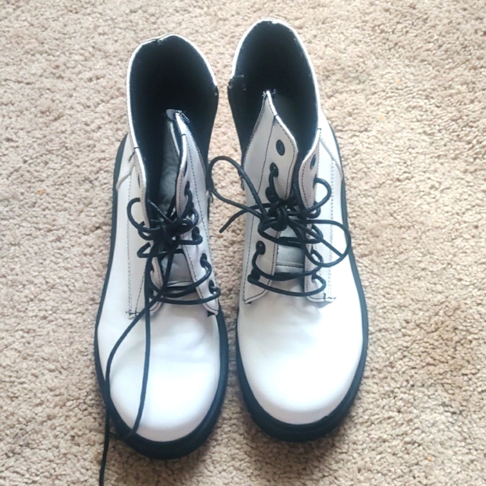 White combat boots
